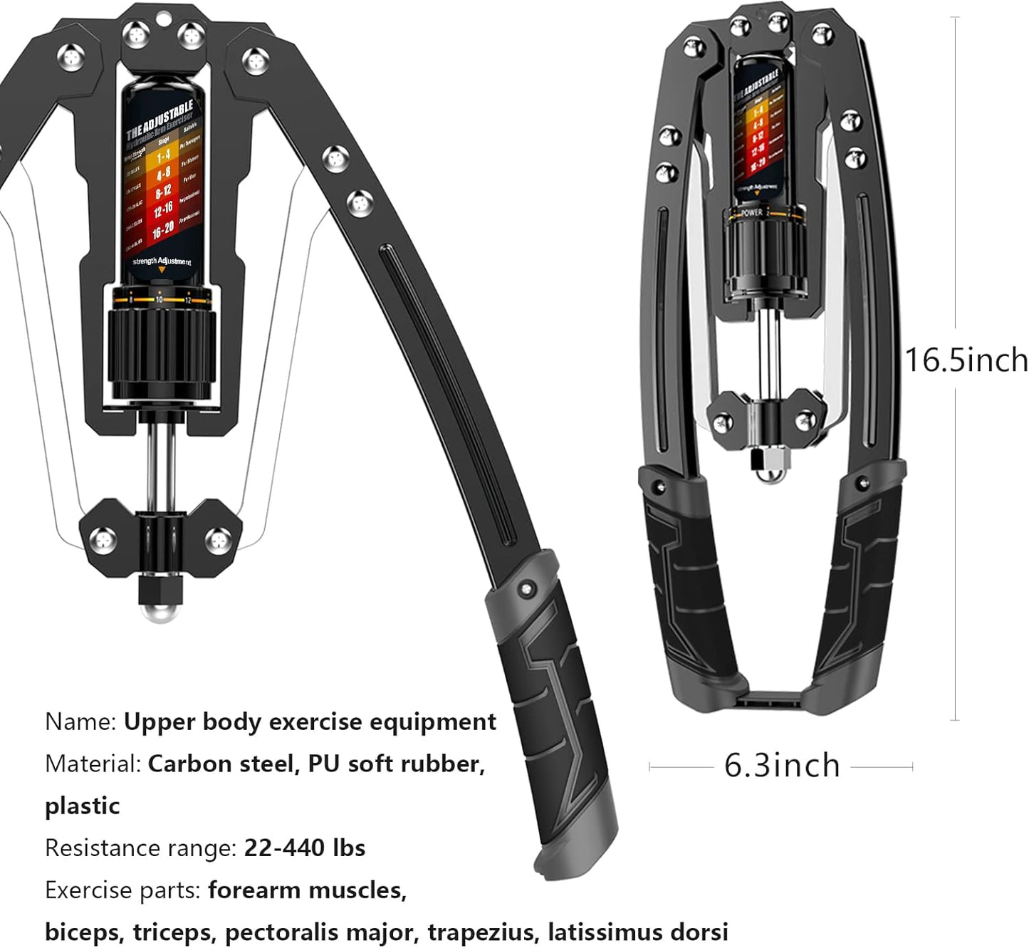 EAST MOUNT Twister Arm Exerciser - Adjustable 22-440lbs Hydraulic Power, Home Chest Expander, Shoulder Muscle Training Fitness Equipment